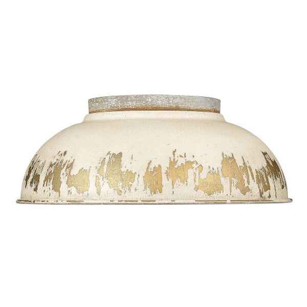 Kinsley Aged Galvanized Steel Two-Light Flush Mount with Antique Ivory Shade, image 1